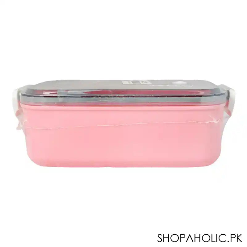 Plastic Lunch Box, 2 Compartments & Cutlery, 1000ml, Pink, 6.7in (H) x 3.1in (W) x 2.4in (D), Yc9008 - Image 4