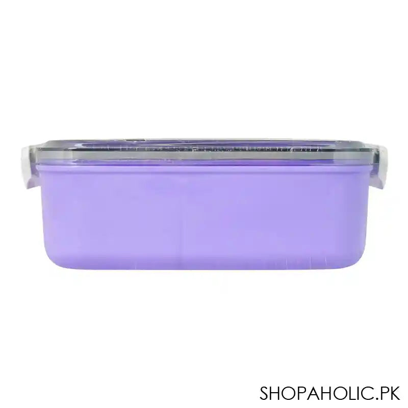 Plastic Lunch Box, 2 Compartments & Cutlery, 1000ml, Purple, 6.3in (H) x 3in (W) x 2.2in (D), Yc9008 - Image 3