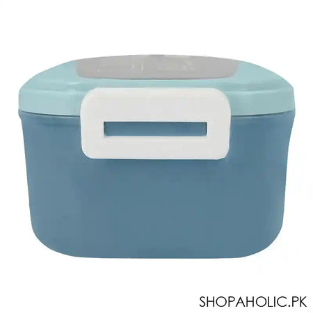 Plastic Lunch Box, 2 Compartments & Cutlery, 1000ml, Sky Blue, 6.1in (H) x 3.5in (W) x 2.4in (D), Yc9039 - Image 2