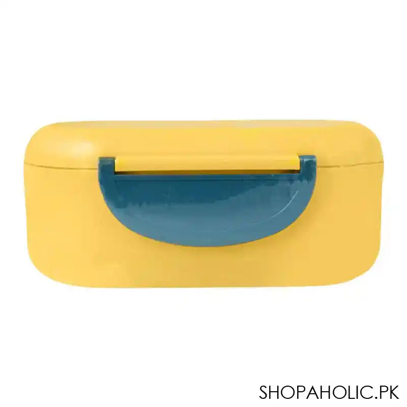Plastic Lunch Box, 2 Compartments & Cutlery, 1000ml, Yellow, 5.9in (H) x 3in (W) x 2.2in (D), Kh-002 - Image 5