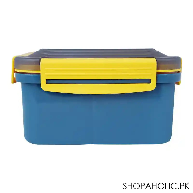Plastic Lunch Box, 3 Compartments & Cutlery, 1500ml, Blue & Yellow, 5.9in (H) x 5.1in (W) x 3in (D), 287539 - Image 2