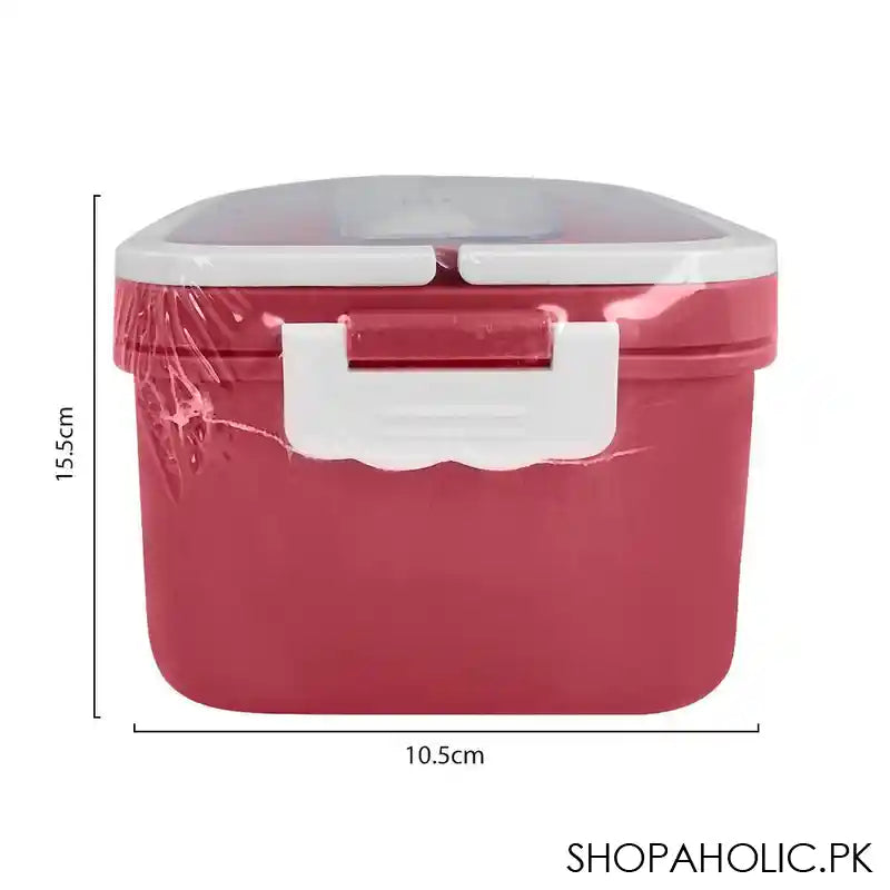 Plastic Lunch Box, 3 Compartments & Cutlery & 330ml Soup Cup, 1500ml, Red, 6.1in (H) x 4.1in (W) x 2.6in (D), Zb-6325 - Image 3