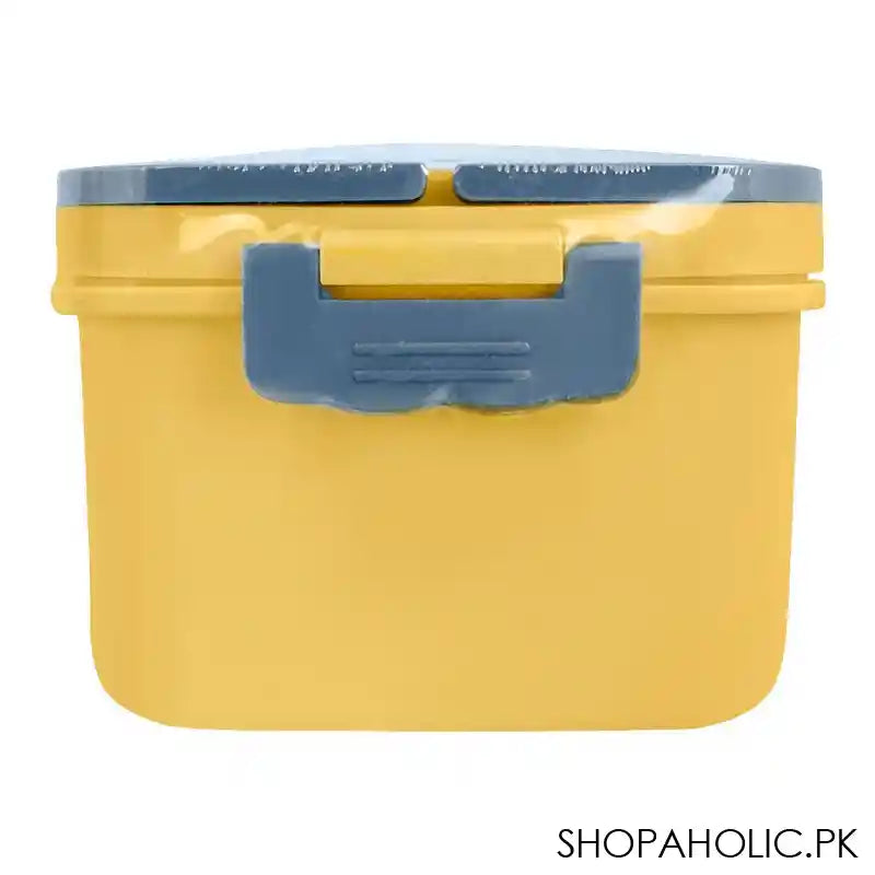 Plastic Lunch Box, 3 Compartments & Cutlery & 330ml Soup Cup, 1500ml, Yellow, 6.9in (H) x 4.1in (W) x 2.8in (D), Zb-6325 - Image 2