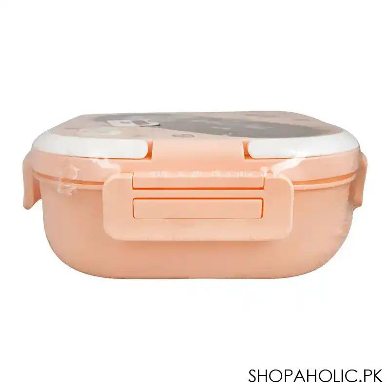 Plastic Lunch Box, 3 Compartments, Own Handle & Cutlery, 1300ml, Pink, 4.9in (H) x 4.1in (W) x 2.2in (D), Tq298 - Image 3