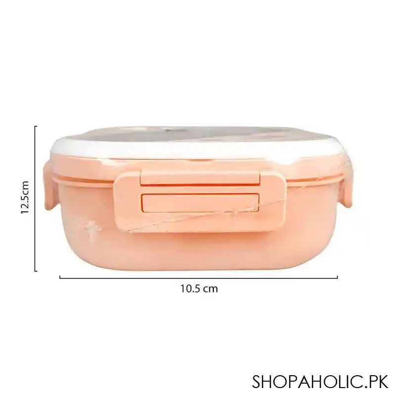 Plastic Lunch Box, 3 Compartments, Own Handle & Cutlery, 1300ml, Pink, 4.9in (H) x 4.1in (W) x 2.2in (D), Tq298 - Image 4