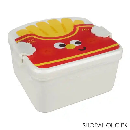 Plastic Lunch Box, 3 Compartments, Spoon & Fork, 1200ml, Off White, 5.5in (H) x 4.5in (W) x 2.6in (D), 6824 - Main Image