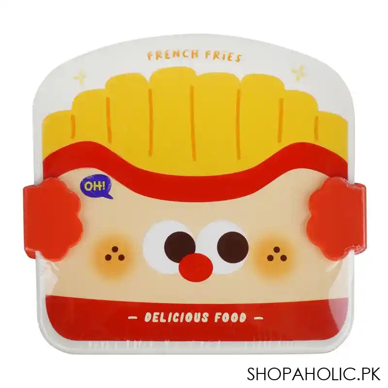 Plastic Lunch Box, 3 Compartments, Spoon & Fork, 1200ml, Red, 5.5in (H) x 5.1in (W) x 2.6in (D), 6824 - Image 3