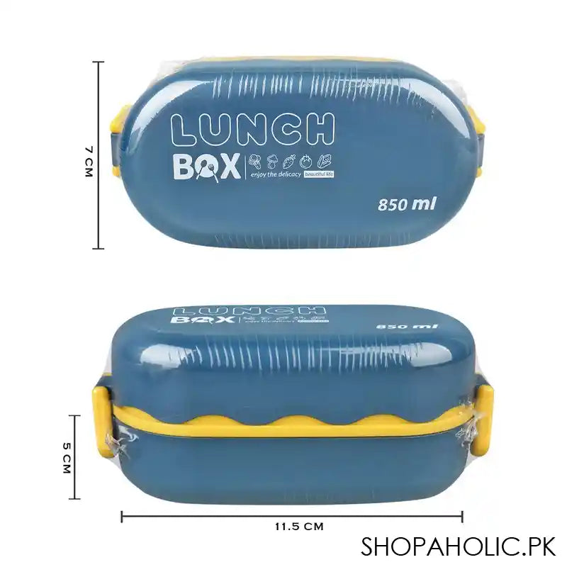 Plastic Lunch Box, 850ml, Blue, 2.8in (H) x 4.5in (W) x 2in (D), 0001002 - Image 3
