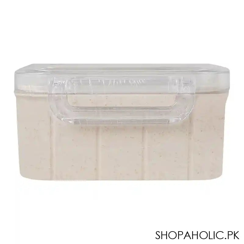 Plastic Lunch Box, Cutlery, 800ml, Beige, 6.5in (H) x 4.3in (W) x 2in (D), Yb-1825 - Image 4