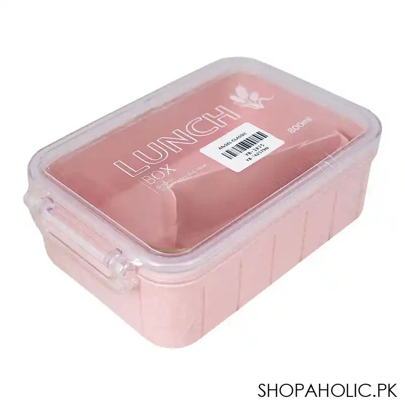 Plastic Lunch Box, Cutlery, 800ml, Pink, 6.3in (H) x 4.3in (W) x 2.2in (D), Yb-1825 - Image 4