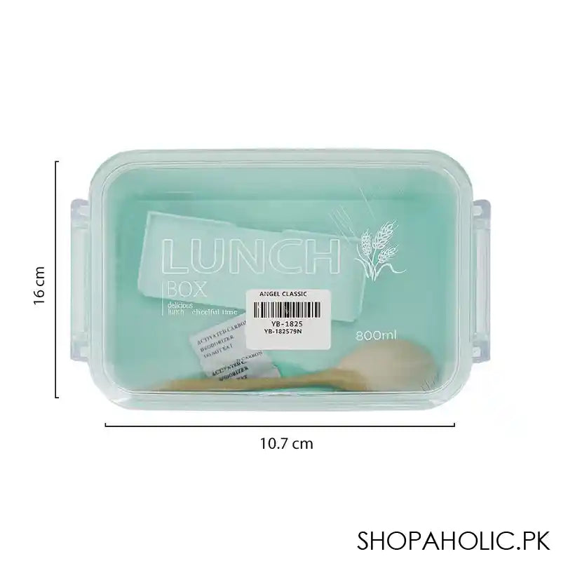 Plastic Lunch Box, Cutlery, 800ml, Sea Green, 6.3in (H) x 4.2in (W) x 1.7in (D), Yb-1825 - Image 4