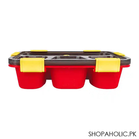 Plastic Lunch Box With Cutlery, 4-Compartments, Red, 2.4in (H) x 7.1in (W) x 4.3in (D), (SH-205) 0001005 - Image 2