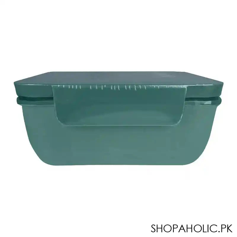 Plastic Lunch Box With Spoon, 1100ml Capacity, Green, 5.1in (H) x 5.1in (W) x 2in (D), 53002 - Image 3