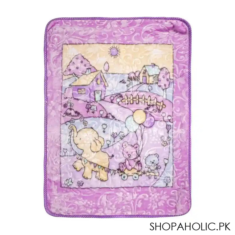 Plushmink Kitten Gold Silk Cloudy Cot Baby Blanket, Purple - Image 2