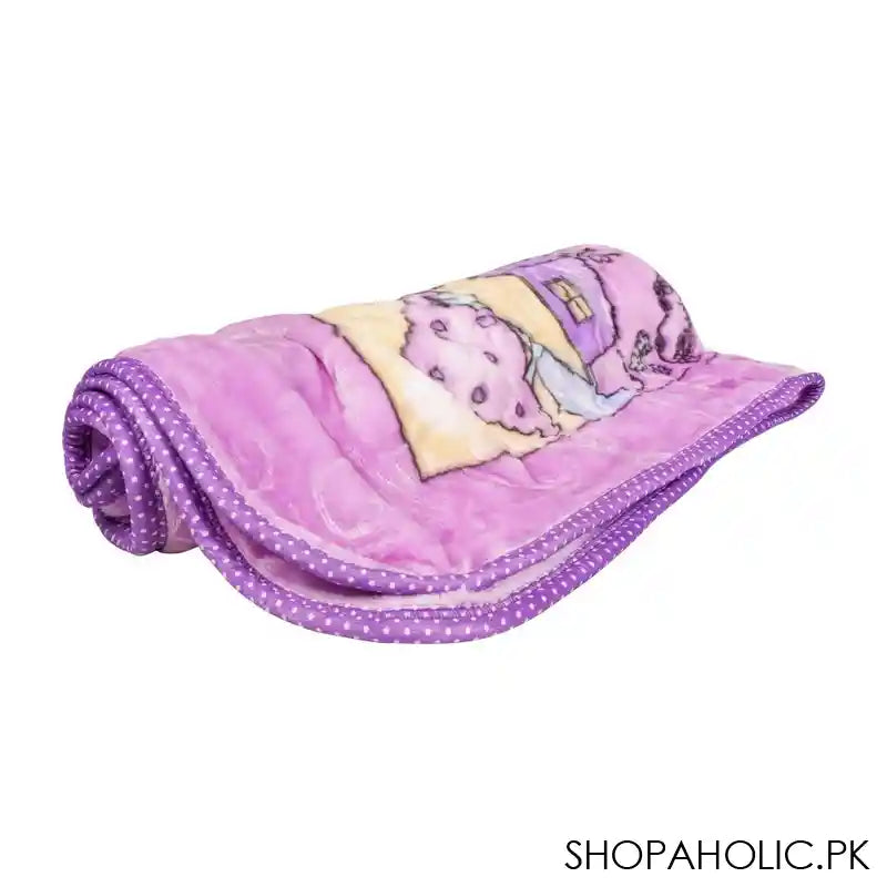 Plushmink Kitten Gold Silk Cloudy Cot Baby Blanket, Purple - Main Image