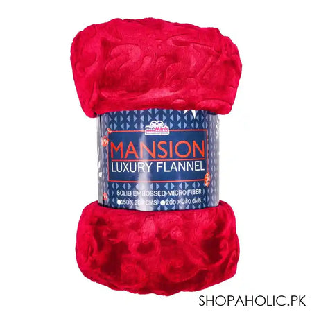 Plushmink Mansion Flannel Double Bed Blanket, Maroon - Image 3