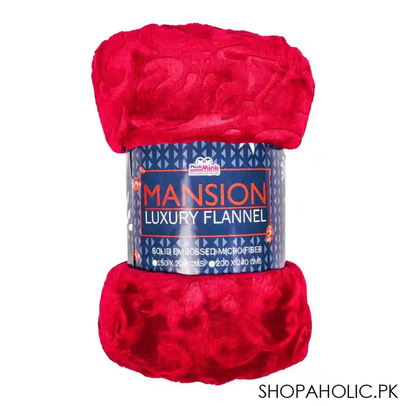 Plushmink Mansion Flannel Double Bed Blanket, Maroon - Image 3