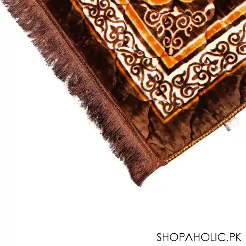 Plushmink Premium Mughal Printed Prayer Mat, Brown, F404018 - Image 3
