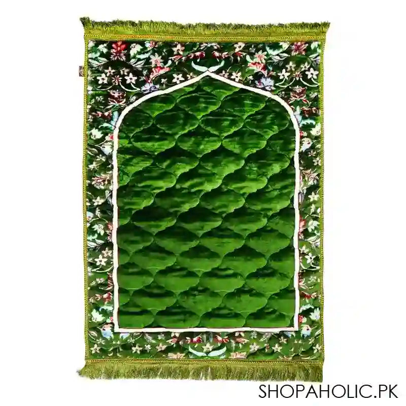 Plushmink Premium Mughal Printed Prayer Mat, Green, F404018 - Main Image