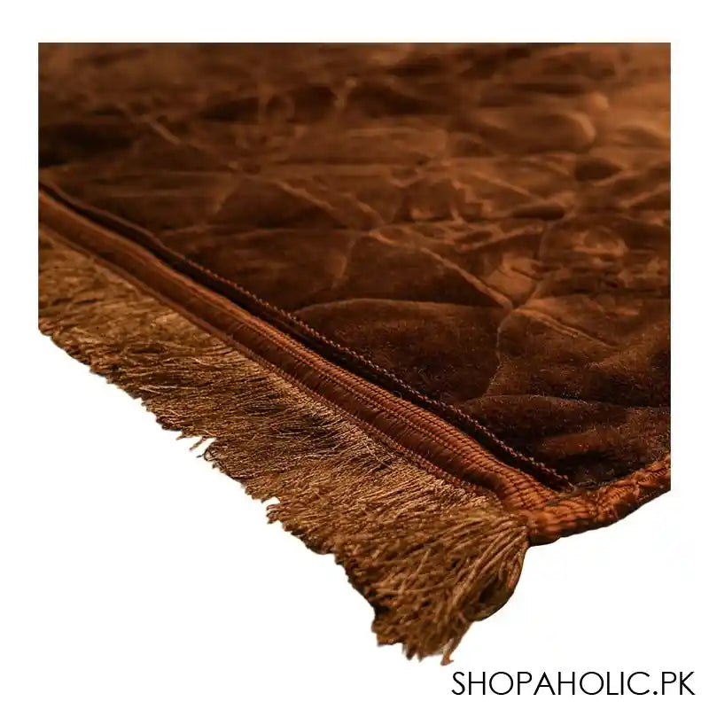 Plushmink Sujood Plain Single Janamaz/Prayer Mat, Gift Box, Brown, F404049 - Image 2