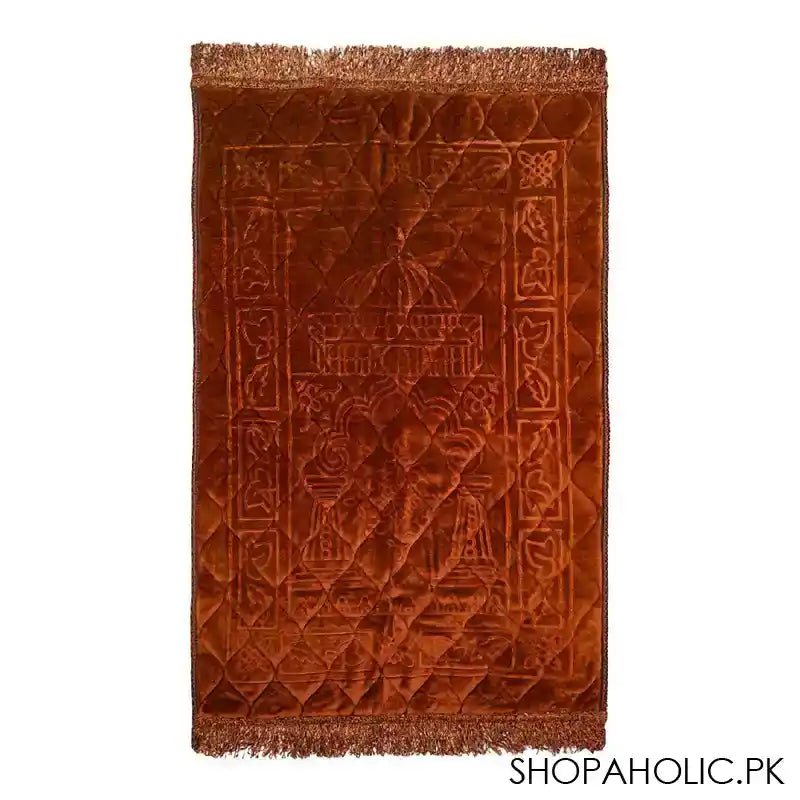 Plushmink Sujood Plain Single Janamaz/Prayer Mat, Gift Box, Golden, F404049 - Main Image