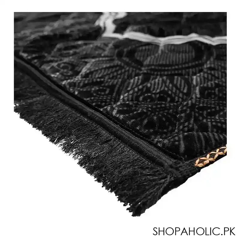 Plushmink Sujood Printed Single Janamaz/Prayer Mat, Gift Box, Black, F404049 - Image 2