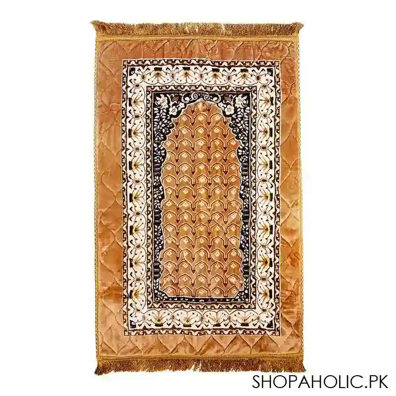 Plushmink Sujood Printed Single Janamaz/Prayer Mat, Gift Box, Fawn, F404049 - Main Image