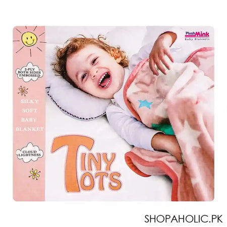 Plushmink Tiny Tots Cot Baby Blanket, Fawn - Image 3