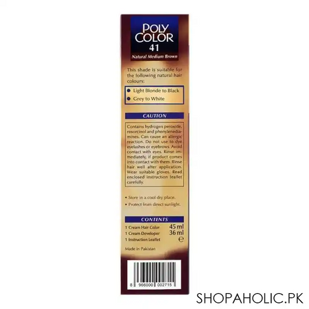 poly color cream hair color, 41 natural medium brown image3
