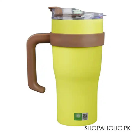 Pompurin Plastic Tumbler Water Bottle With Straw & Handle, Yellow, Insulated Travel Mug, KY8867 - Image 3