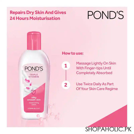 Pond's Triple Vitamin Moisturizing Lotion, Silky Smooth Skin, 100ml - Image 2