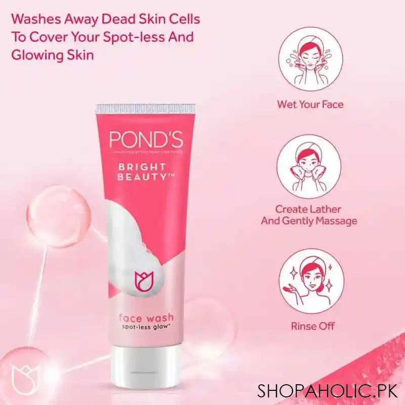 pond's bright beauty spot less glow face wash, 50g image3