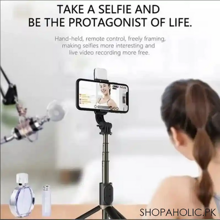 portable 360 degree rotatable mobile tripod with wireless remote image2
