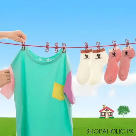 portable elastic clothesline with clips   200cm image4