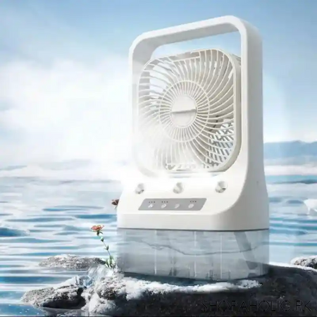portable humidifying desktop fan with night light image3