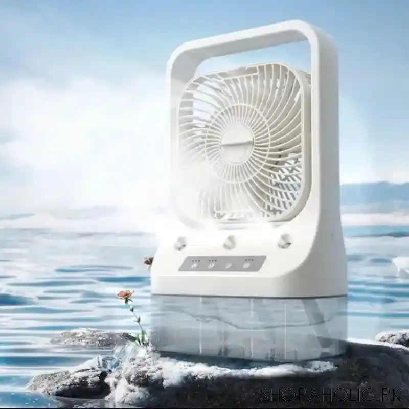 portable humidifying desktop fan with night light image3