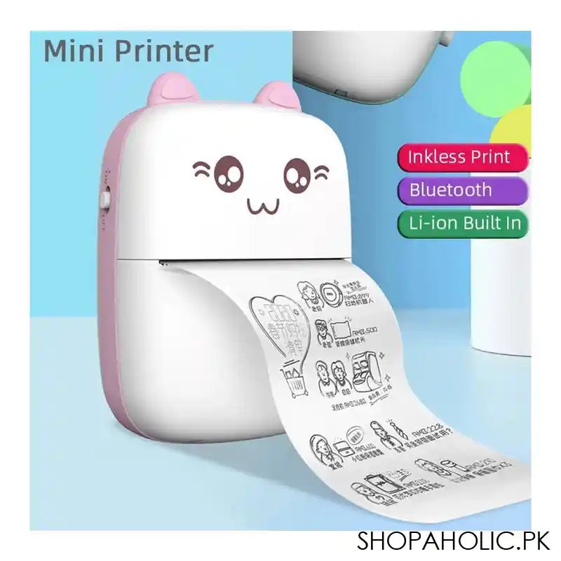 Portable Mini Printer, Inkless Printing, Long Battery Life, Multi Print, Pink, 100710 - Image 8