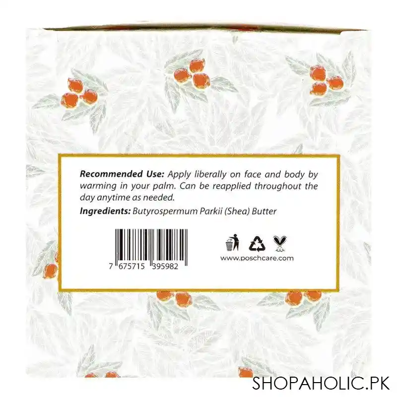 posch care 100% pure and natural shea butter cream, for all skin types, 100ml image5