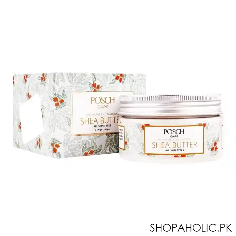 posch care 100% pure and natural shea butter cream, for all skin types, 100ml main image