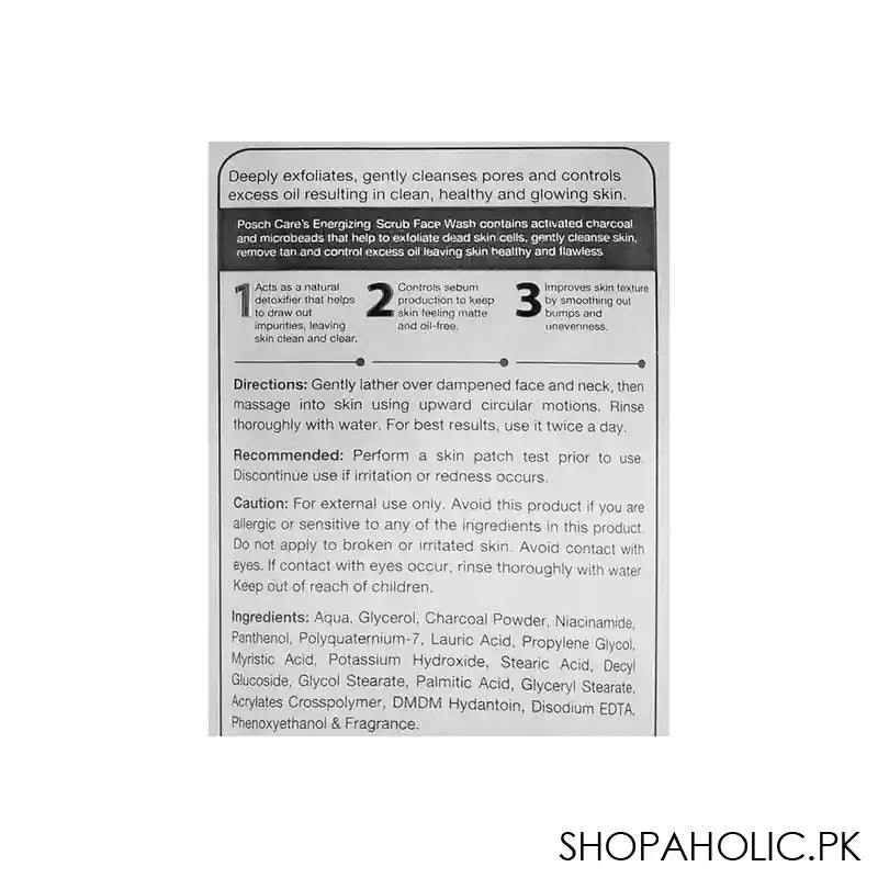 Posch Care Activated Charcoal Face Wash, 100ml - Image 2