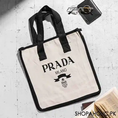 prada milano heavy canvas shopping bag main image