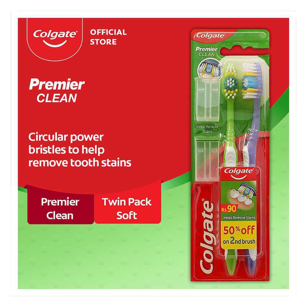 Colgate Premier Clean Toothbrush, Soft, 2-Pack, 50% OFF - Main Image