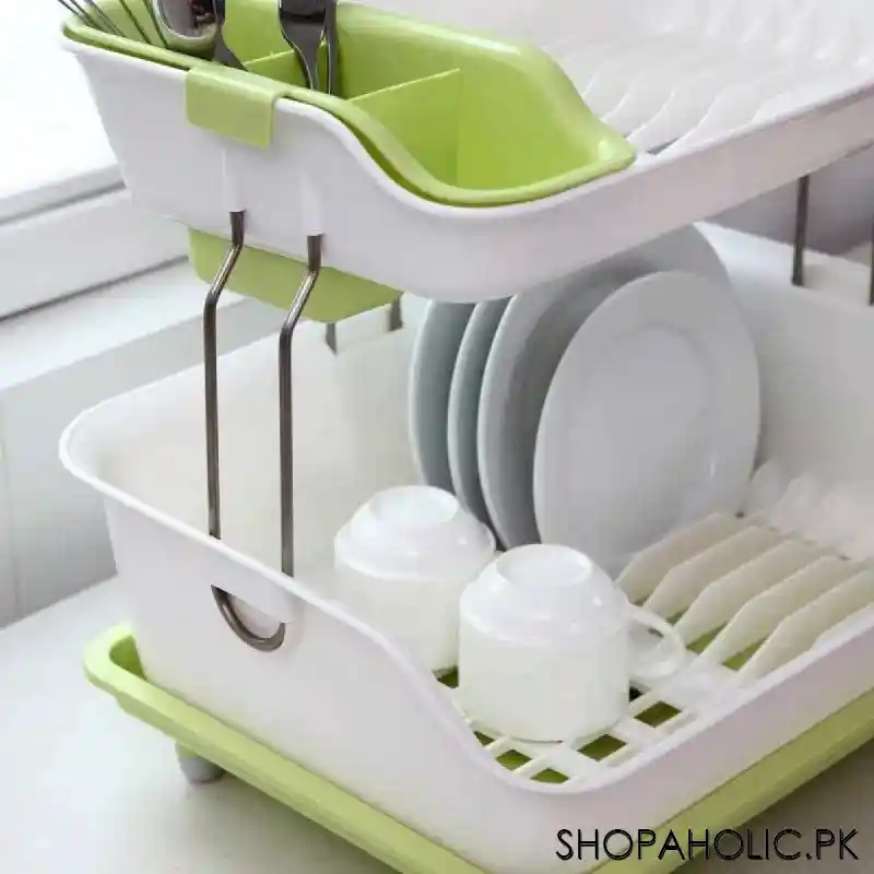 premium double layer kitchen drain dishes rack image3