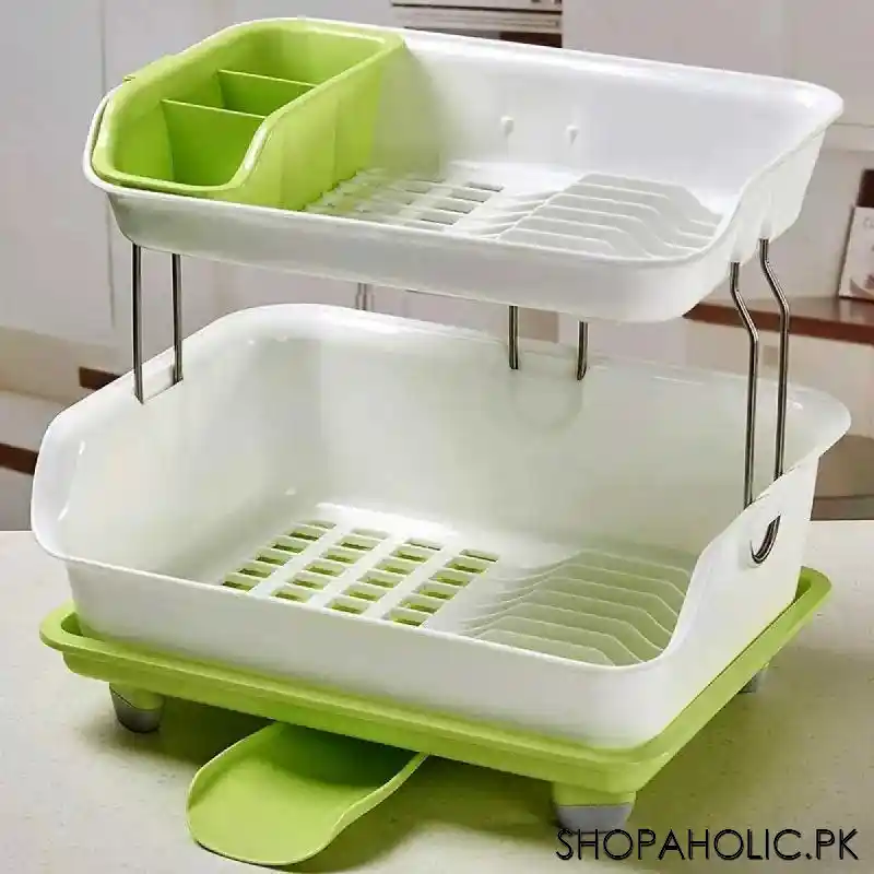premium double layer kitchen drain dishes rack image4