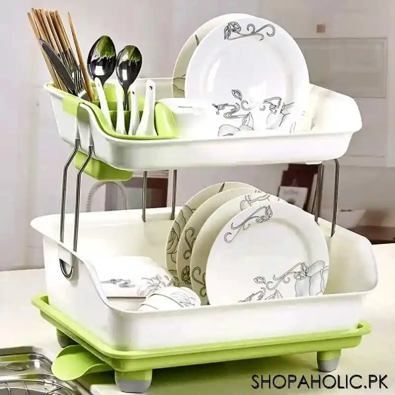 premium double layer kitchen drain dishes rack image5