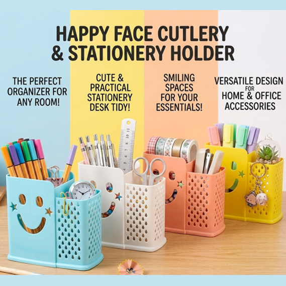 Imperial Happy Face Cutlery & Stationery Holder Small – Smiley Design Organizer main image