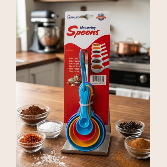 Imperial Household 6-Piece Rainbow Measuring Spoon Set – Precise Metric & US Measurements main image