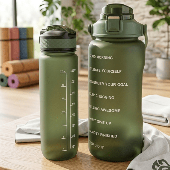 2-Piece Motivational Sports Water Bottle Set – 2000ml & 800ml main image
