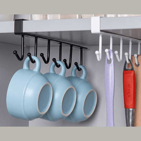 Imperial Under Shelf 6 Hooks Rack – Iron Hanging Kitchen & Bathroom Organizer main image