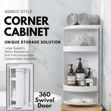 3 Layers 90 Degree Kitchen Bathroom Corner 360 Rotating Privacy Cover Multipurpose Storage Shelf Rack Cabinet / Multipurpose Storage Shelf Rack Cabinet (3 Layers main image